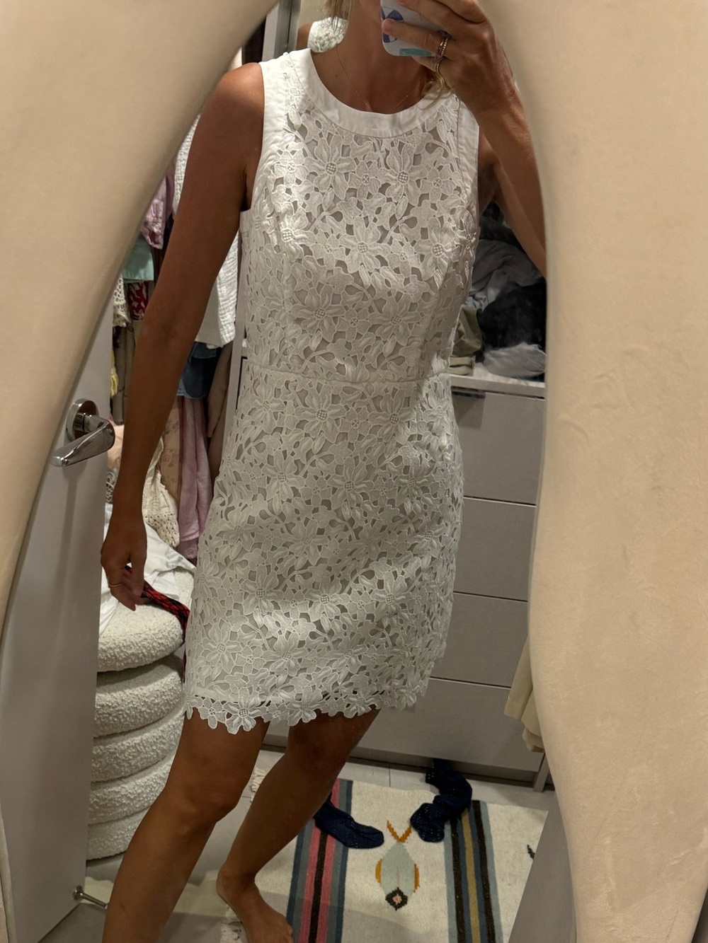 kate spade White Floral Lace Sleeveless Midi Dress